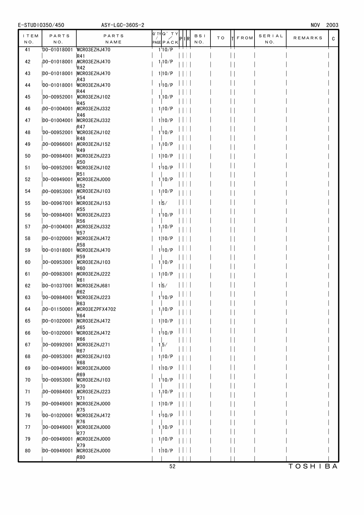 TOSHIBA e-STUDIO 350 450 Parts List Manual-3